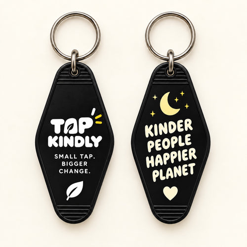 Black Kinder planet fob, front and back