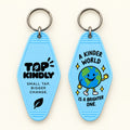 Blue · Kinder world fob, front and back