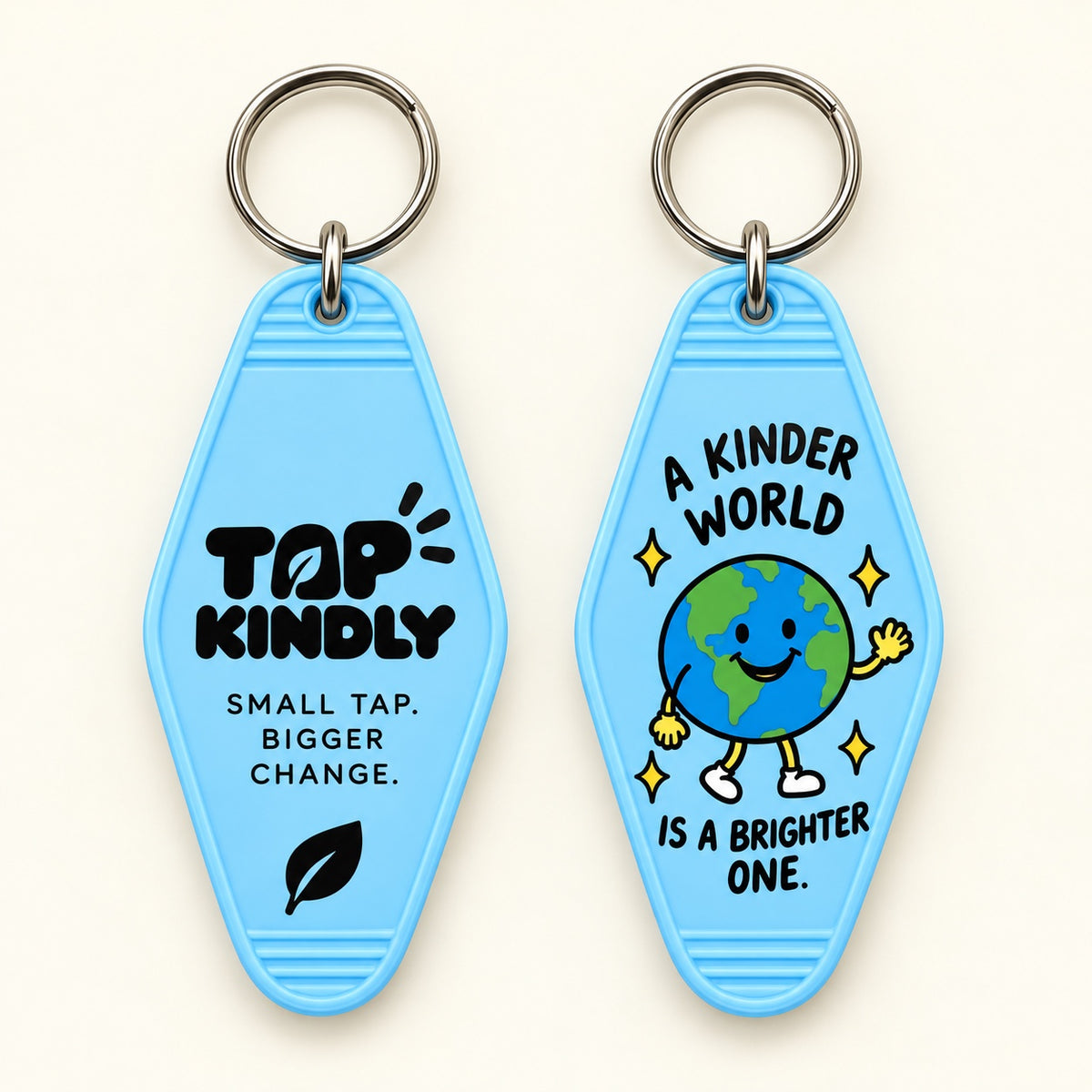 Blue · Kinder world fob, front and back