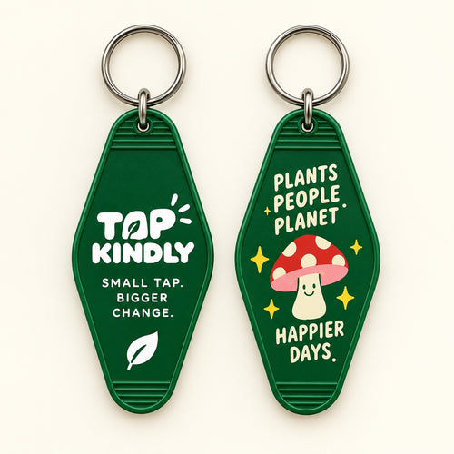 Forest green · Happier days fob, front and back