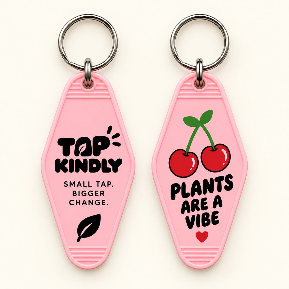 Pink · Plants are a vibe fob, front and back